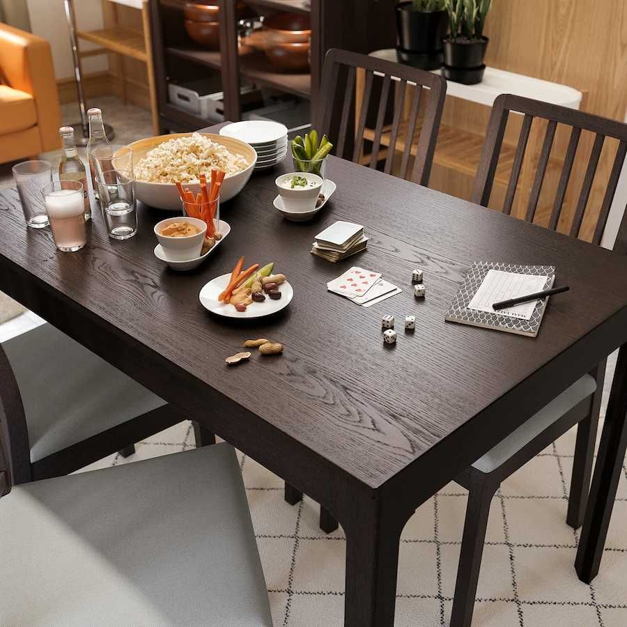 EKEDALEN - Mesa extensível, castanho escuro, 120/180x80 cm