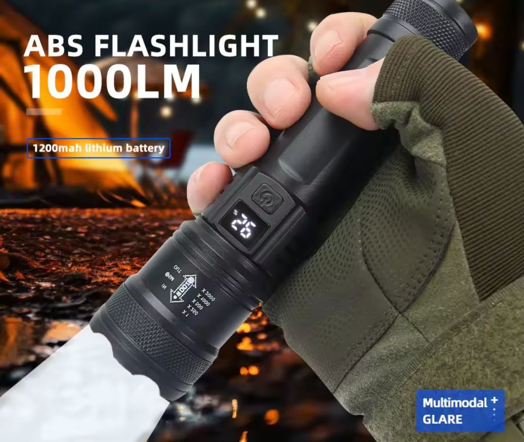 Latarka led 1000 lum 3 tryby świecenia usb