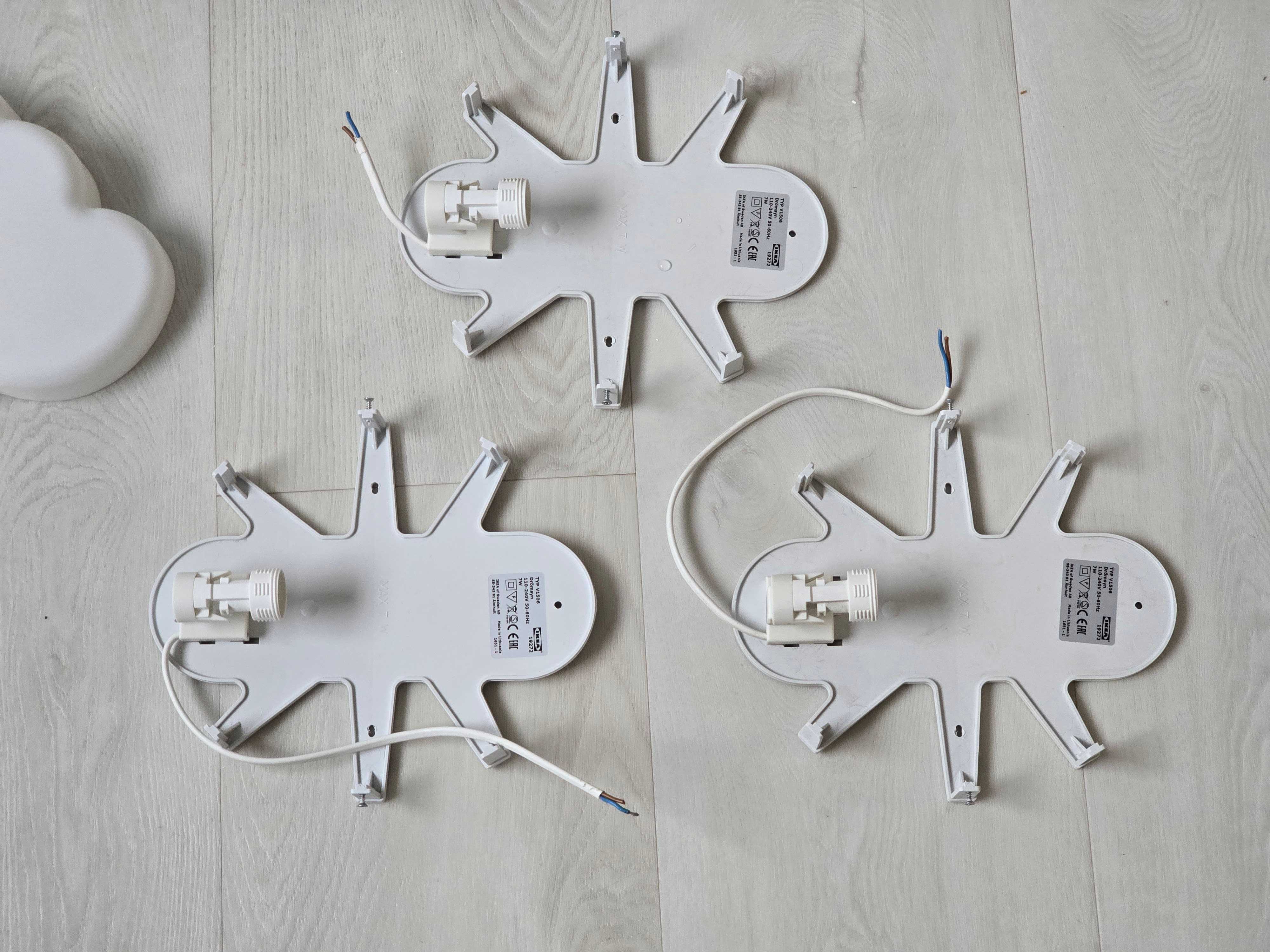 3 lampki LED chmurki ścienne na ścianę UPPLYST biały IKEA