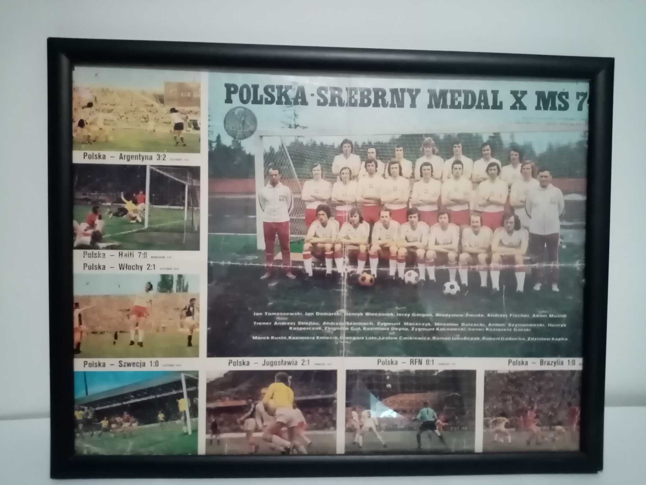 Plakat Reprezentacji Polski z 1974 roku z podpisami zawodników.