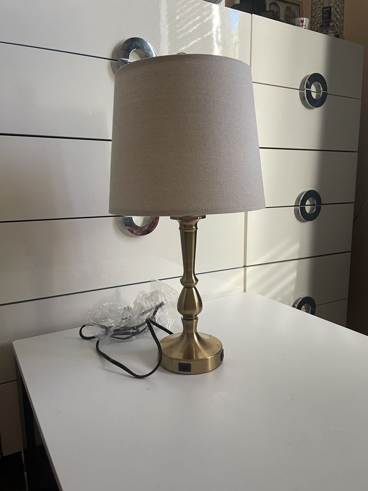 Lampa lampka mosiężna dodatkowa 2*USB