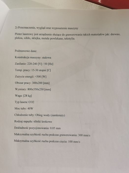 Ploter Laserowy co2 40W + wyciąg spalin + pompa wodna + dmuchawa