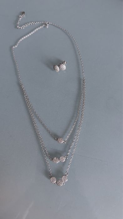 Серебряный набор - колье и серьги-пусеты