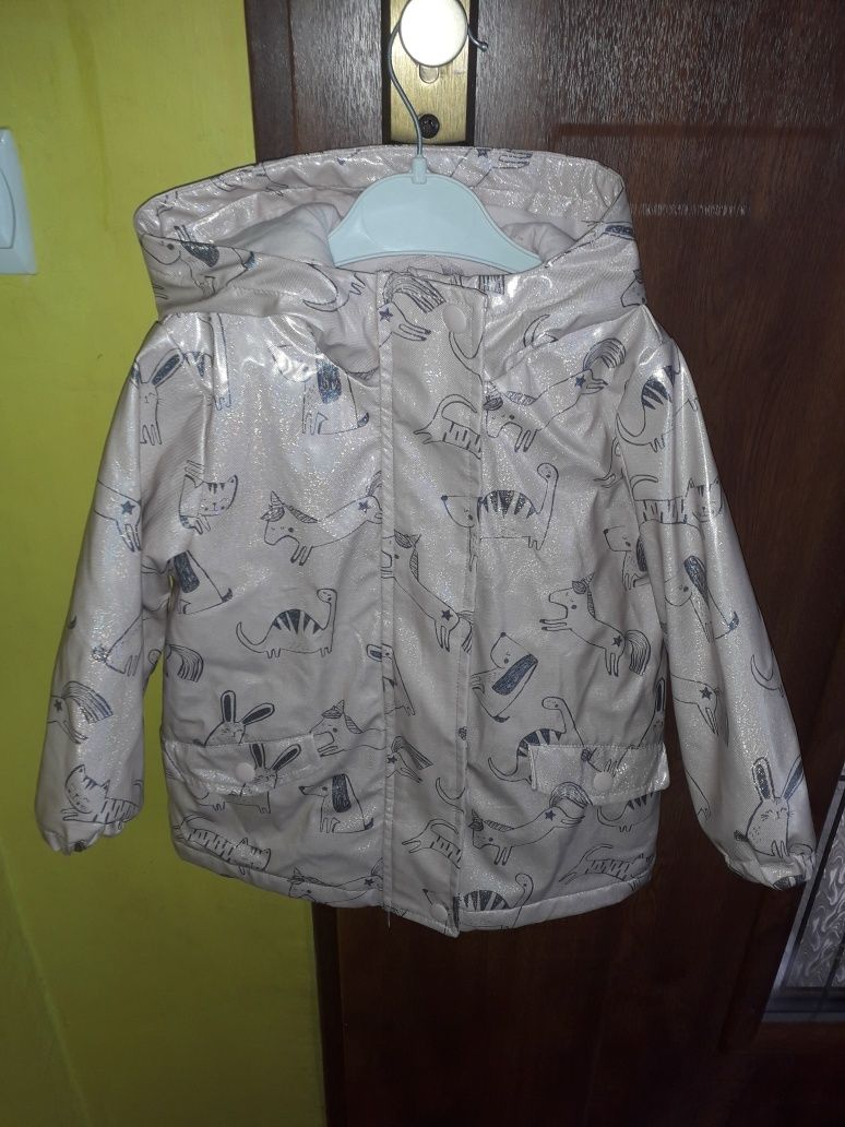 98 cm next wiosenna przeciwdeszczowa kurtka z brokatem dla dziewczynki