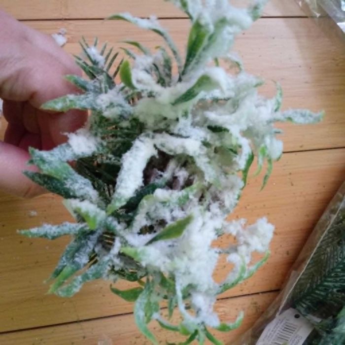 Sztuczna ośnieżona gałązka z szyszką do stroików świątecznych