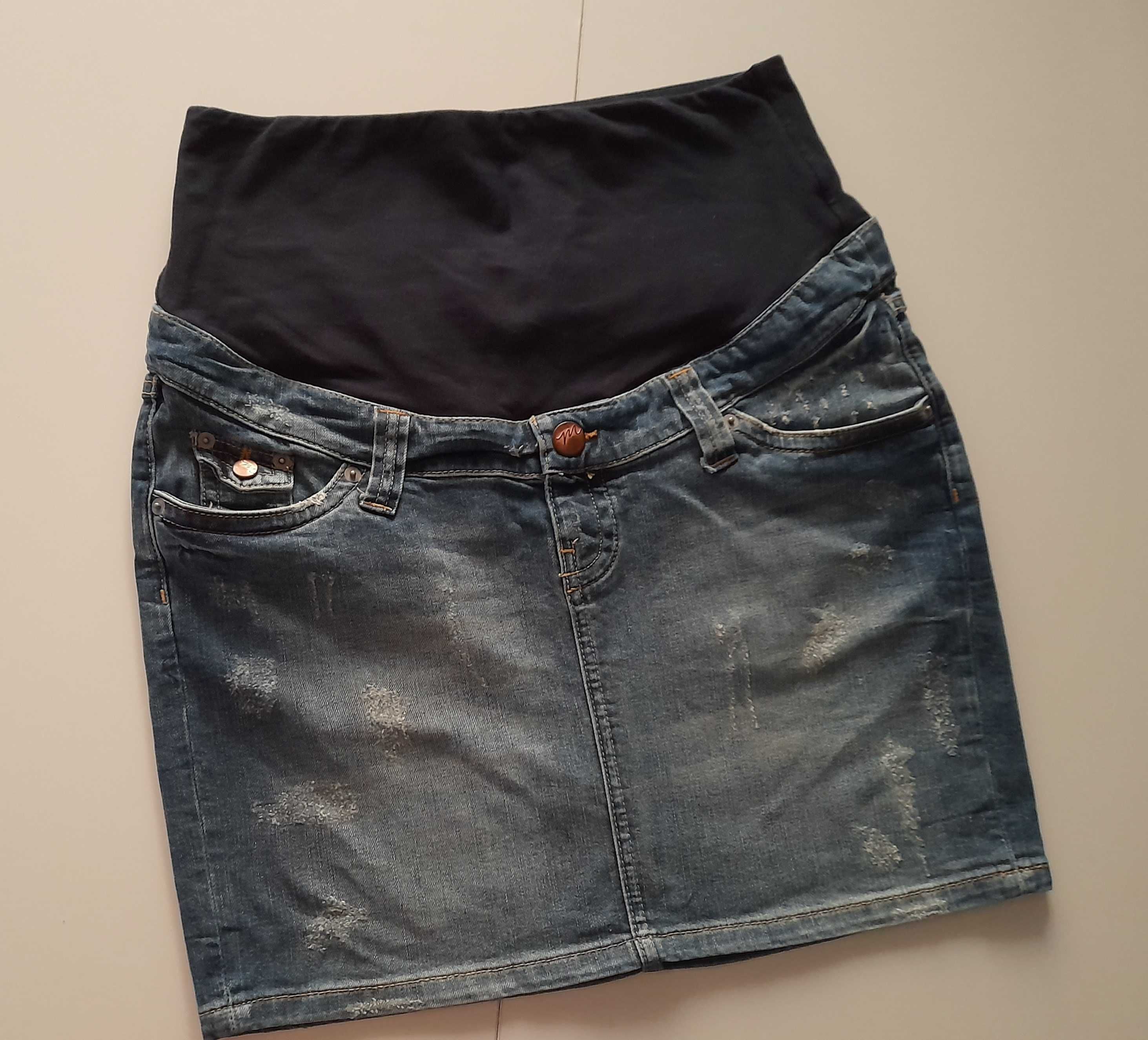 H&M MAMA spódnica jeans mini z przetarciami M