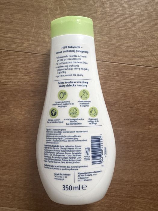 HiPP Babysanft Sensitive Pielęgnacyjne mleczko do ciała, 350 ml