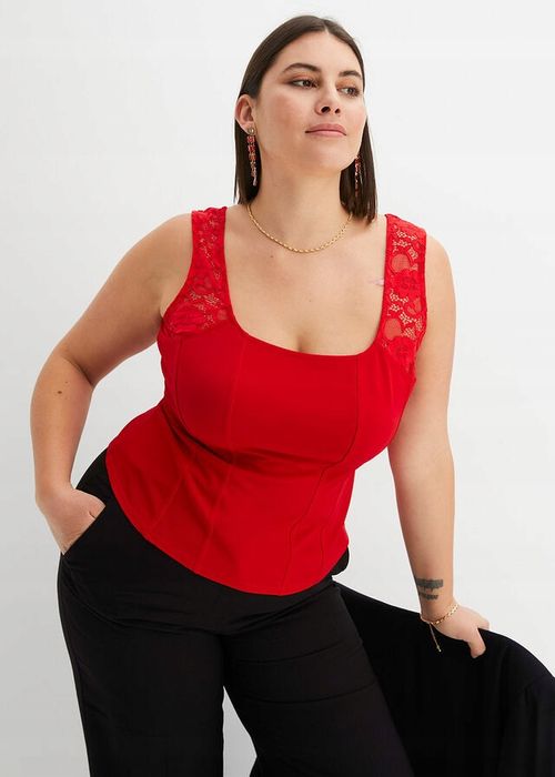 B.P.C czerwony top z koronką r.36/38