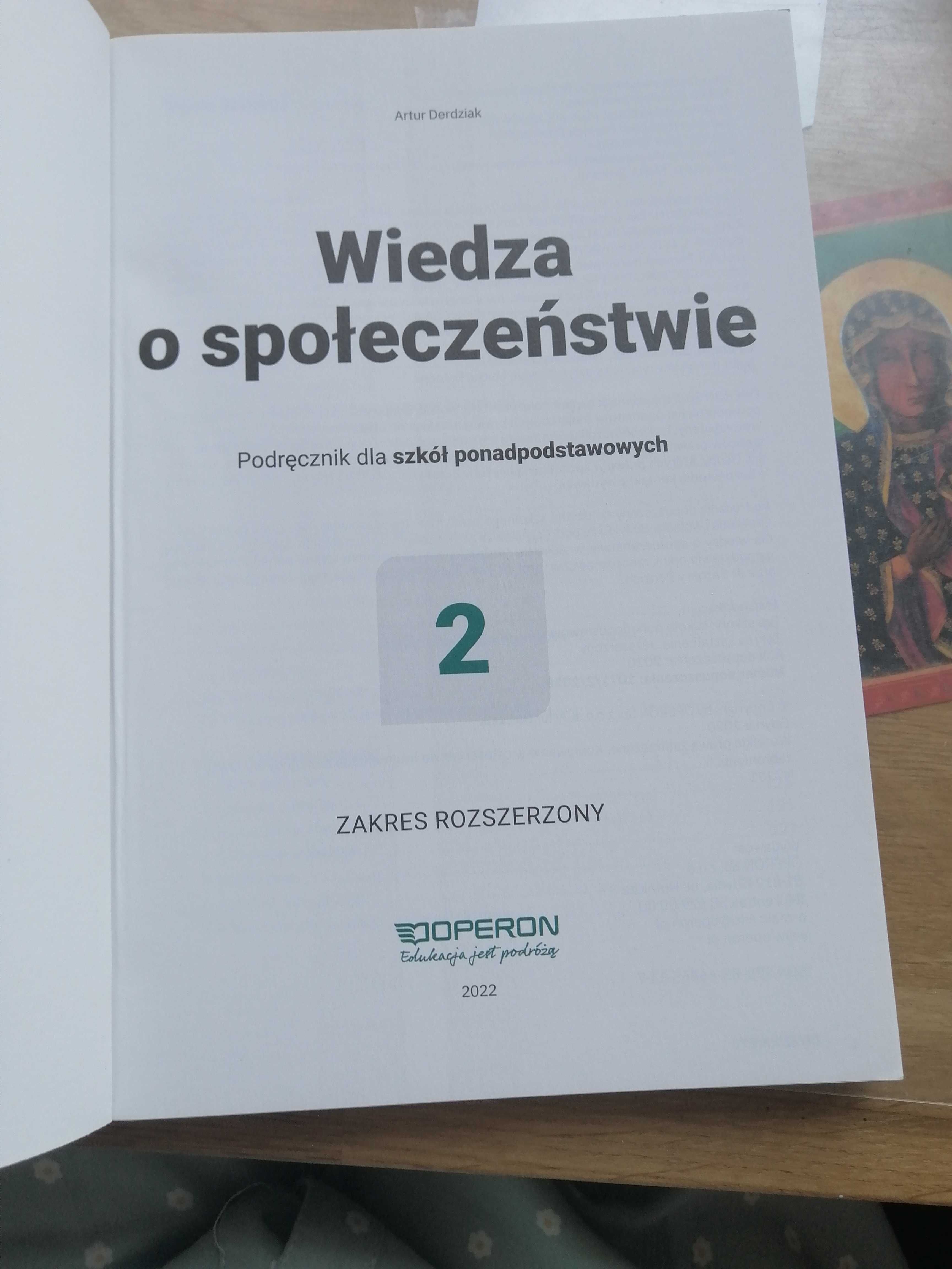Podręcznik  ,, Wiedza o społeczeństwie" Operon, kl. 2 liceum i tech.