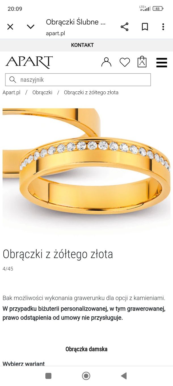 Obrączka próby 585