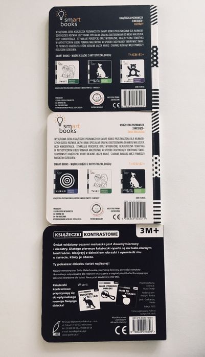 SMARTbooks 3 KSIĄŻECZKI kontrastowe NIEMOWLĘTA nauka Rozwój