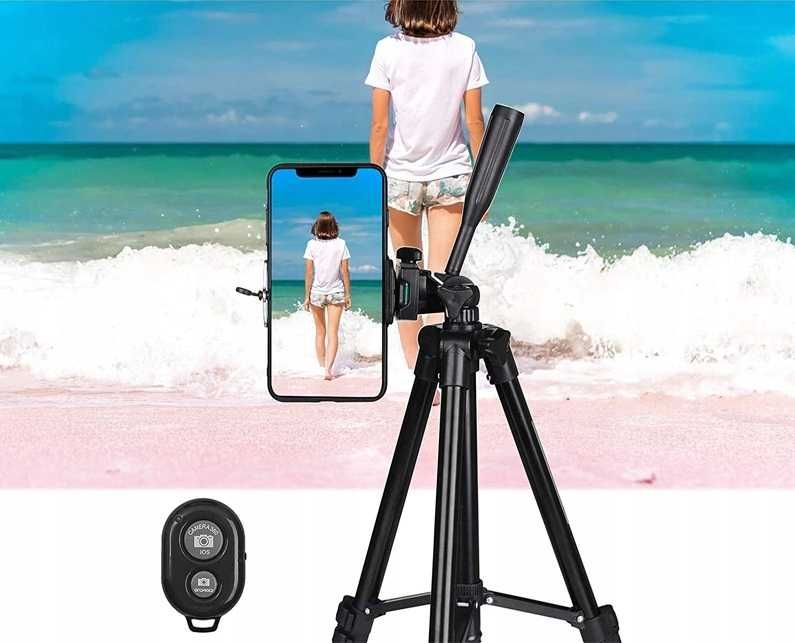 STATYW NA APARAT telefon stojak tripod 103cm uchwyt do zdjęć z pilot l