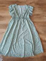 Sukienka damska letnia midi XL XXL Boho kobieca zielona dziewczęca 44