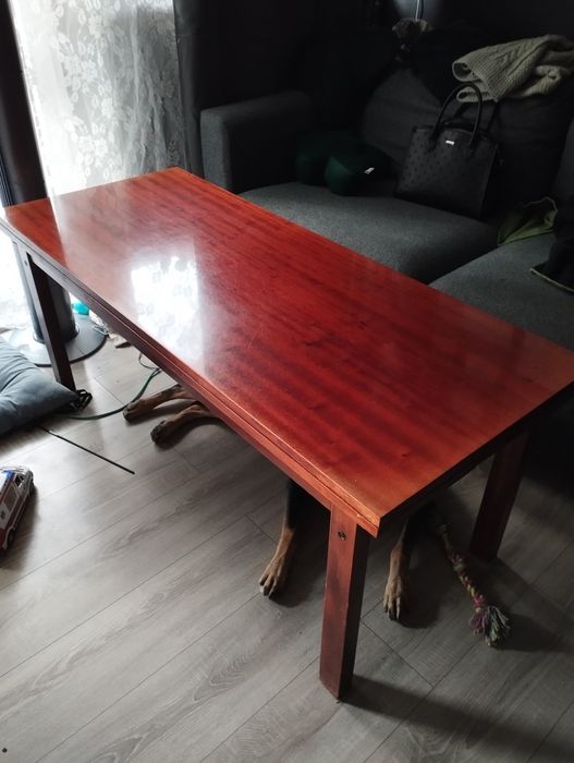 Rozkładana i podnoszona ława stół PRL drewniana