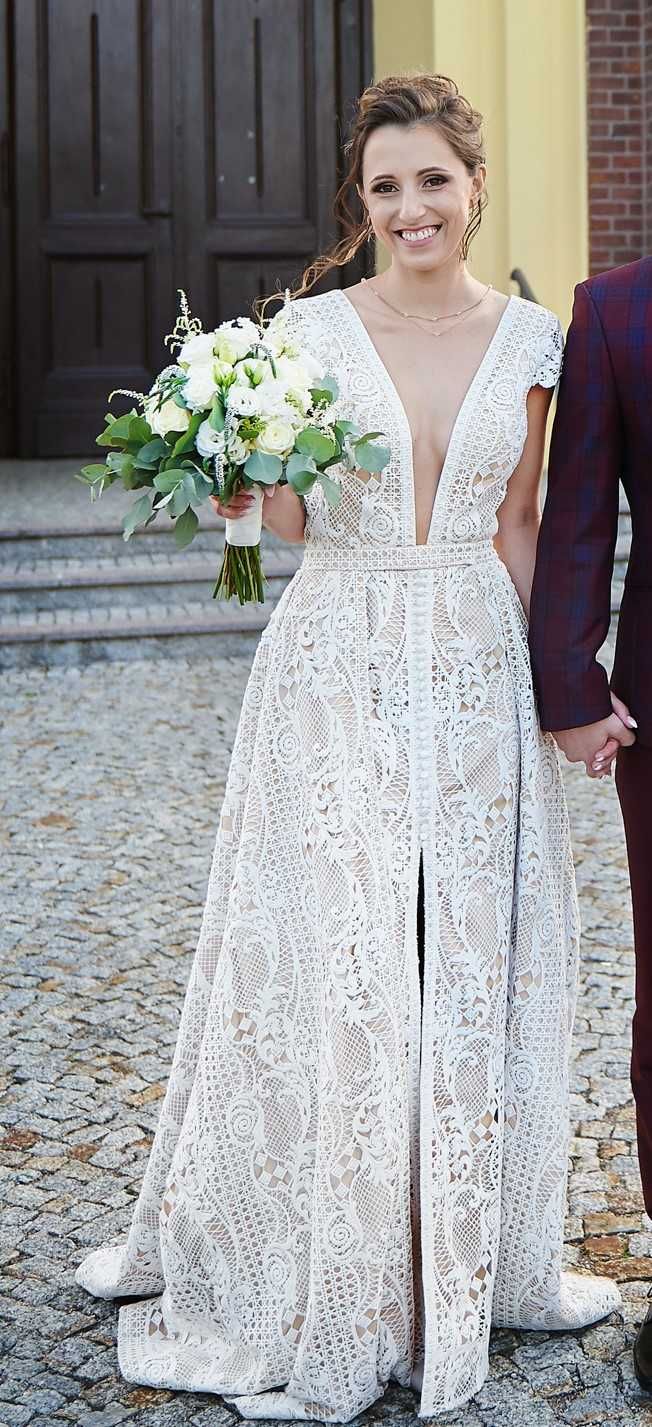 Wyjątkowa Suknia Ślubna – Unikatowy Model Shaya z Koronki, XS/34
