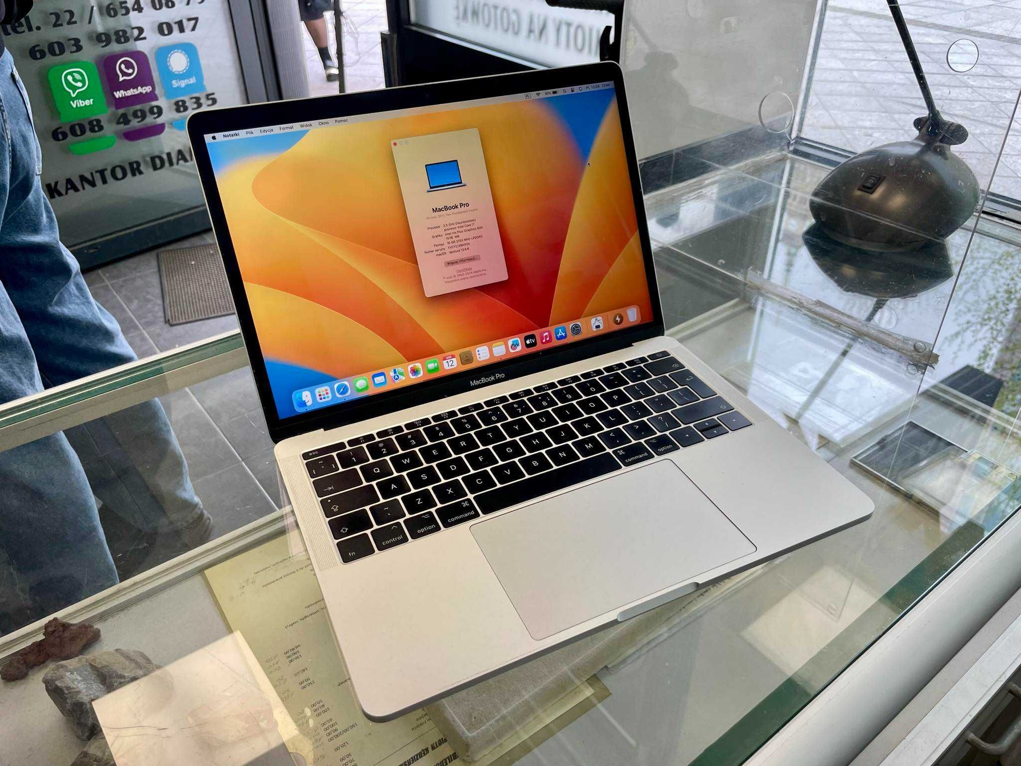 MacBook Pro A1708 i7 2x4,0/16GB/512GB/ Iris Plus 640 NOWA BATERIA 100%