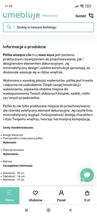 Półka wisząca Lilo