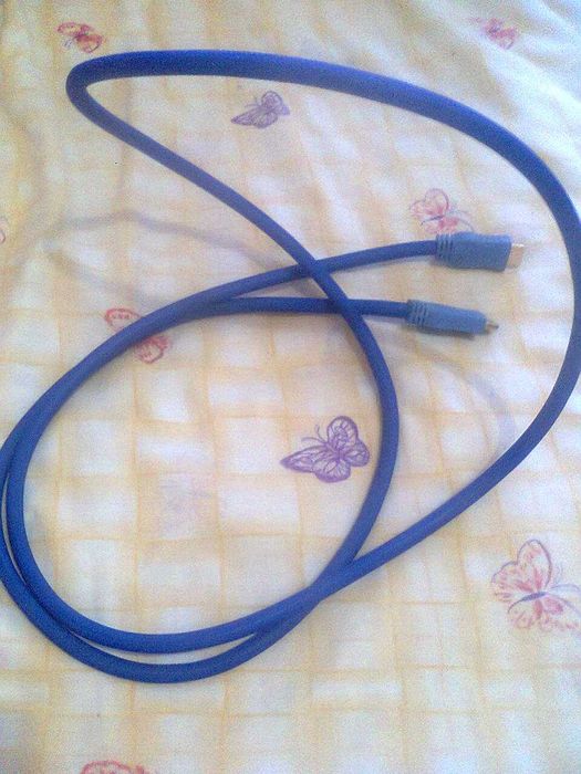 синий кабель круглый hdmi - hdmi 2 метра