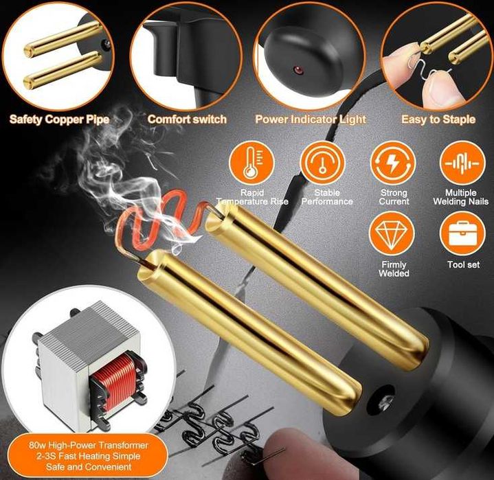 Pistola Soldar plastico 80W c/ Mala e 900 Grampos