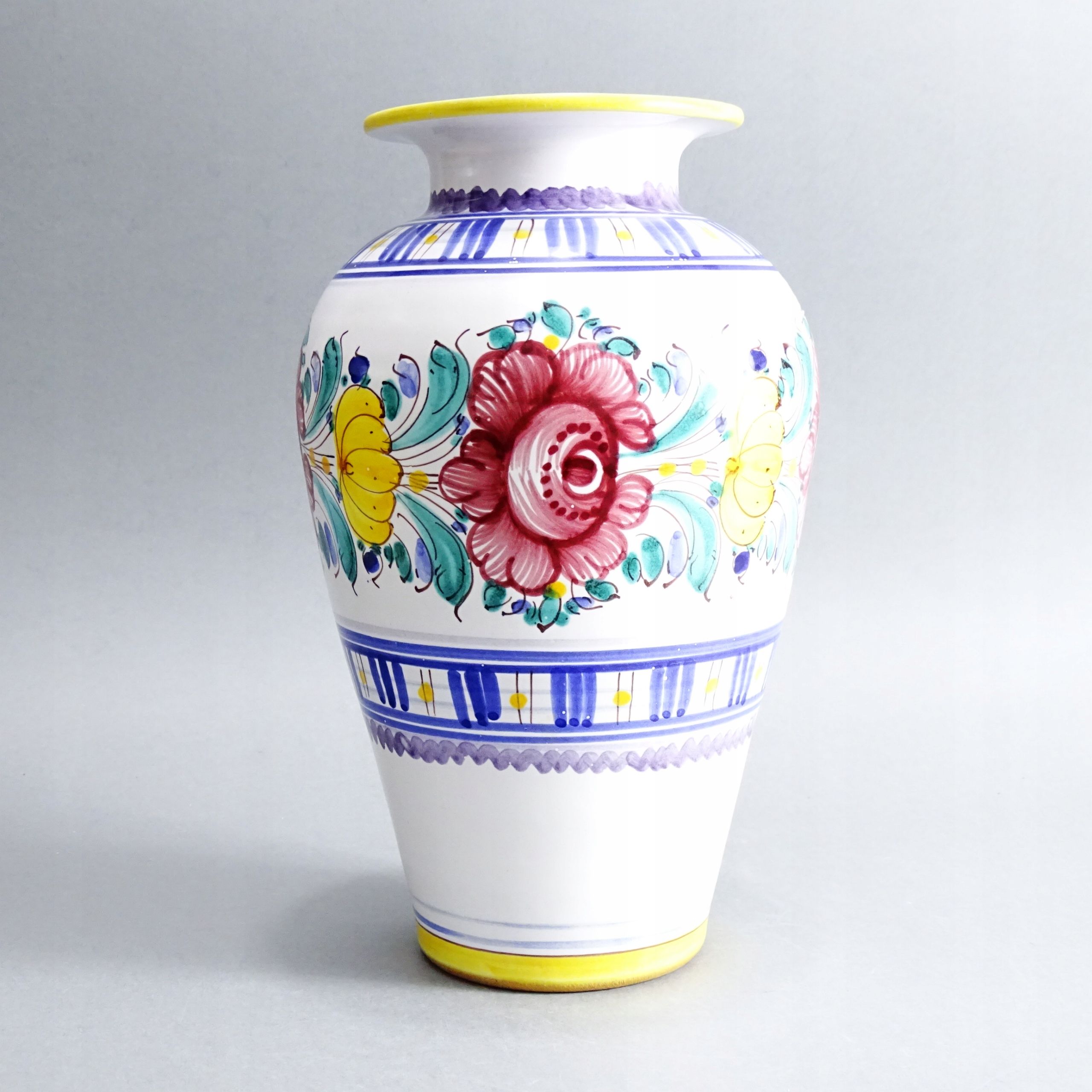 ceramika słowacka piękny duży malowany wazon w stylu ludowym