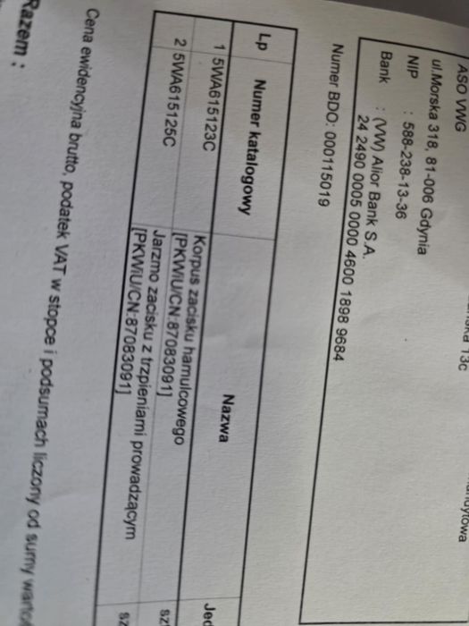 Zacisk z jarzmem VW R