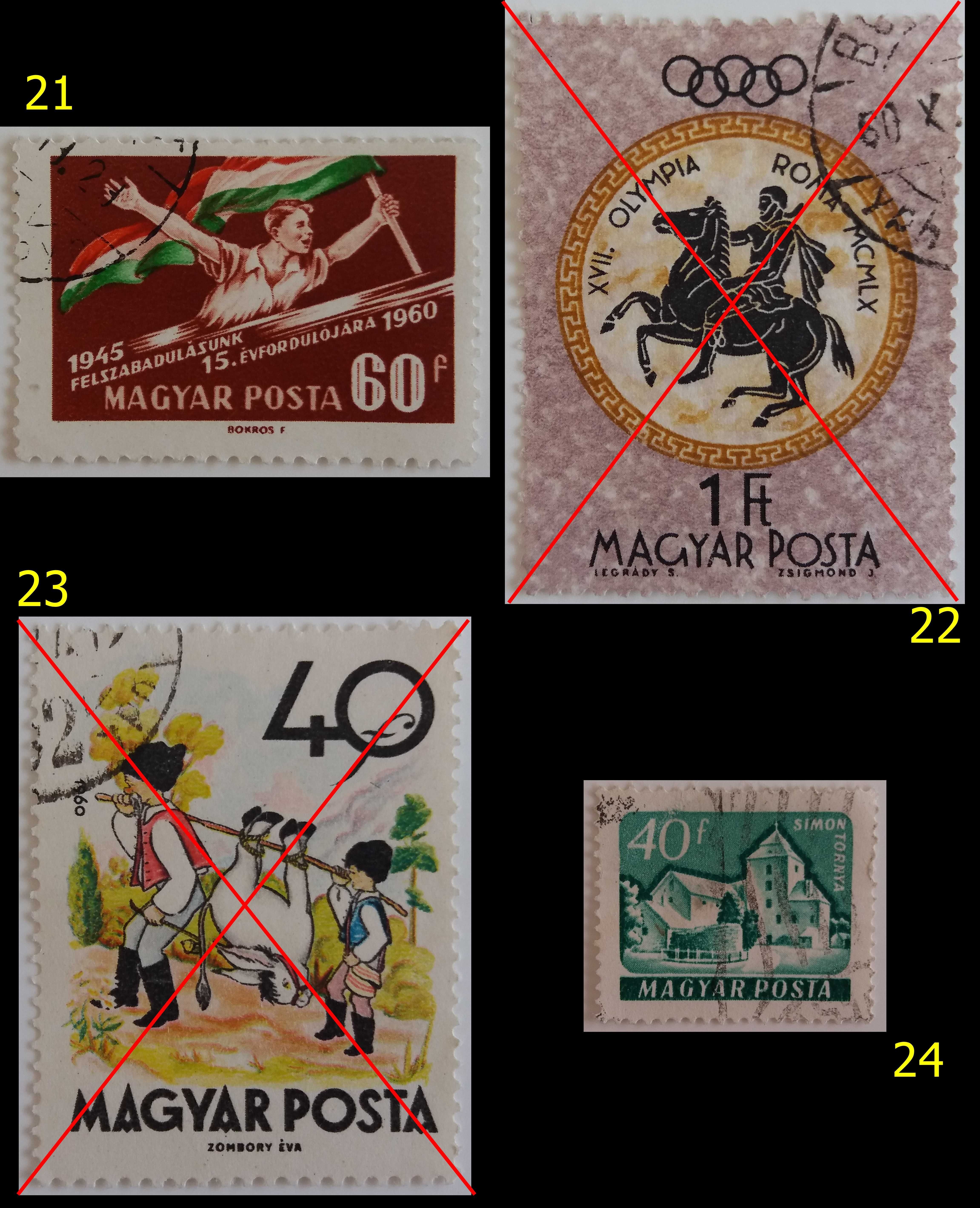 Znaczki pocztowe, Węgry 1951-61, 20 sztuk