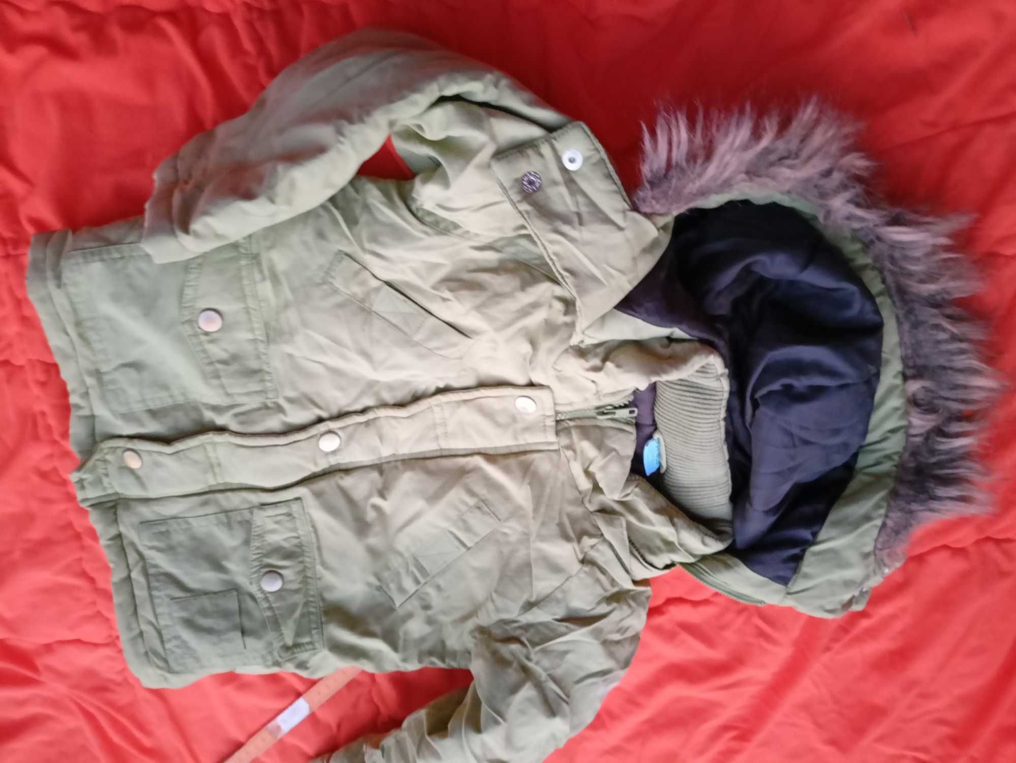 kurtka przejsciowa wiosna parka khaki zgniła zieleń 98 unisex stan bdb