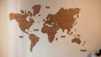 Карта світу/ Карта мира. Мапа деревяна.