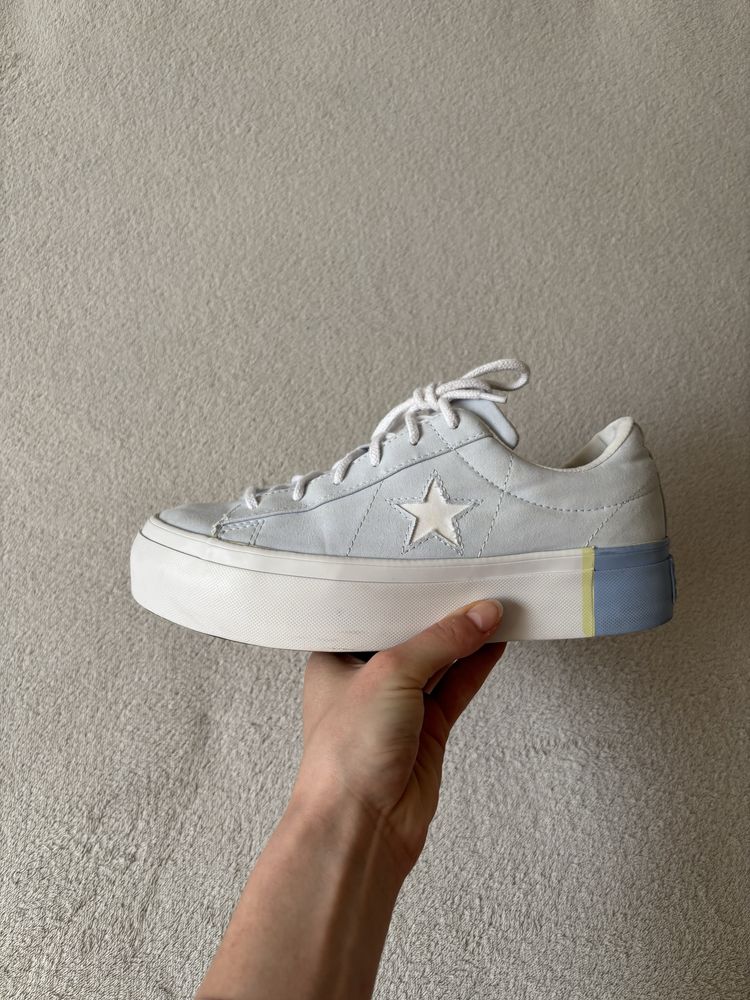 Turkusowe tenisowki na platformie Converse r.39