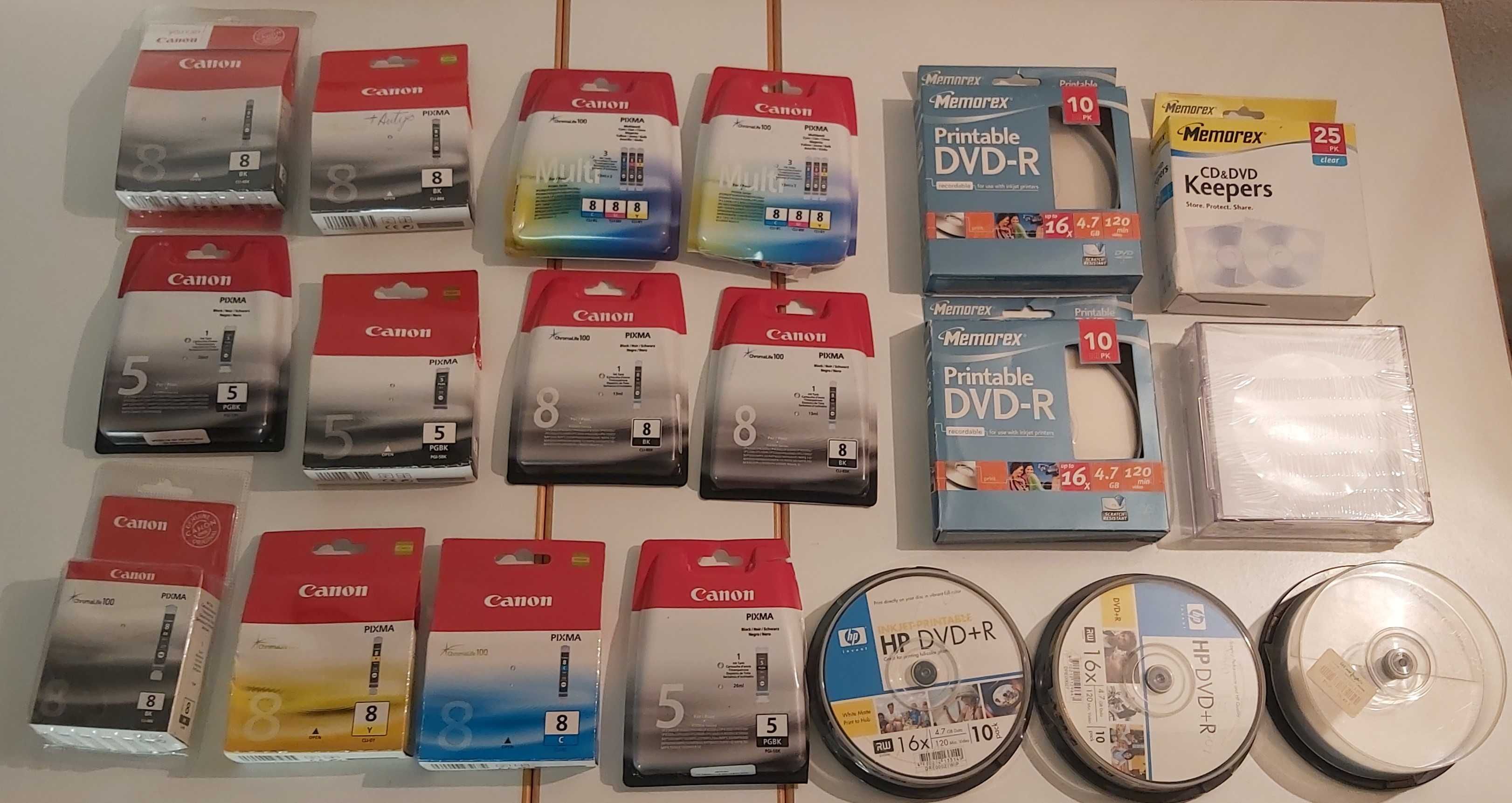 Tinteiros para impressora Canon e DVD  e capas dados venda individual