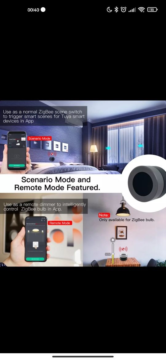 Botão inteligente cenas zigbee
