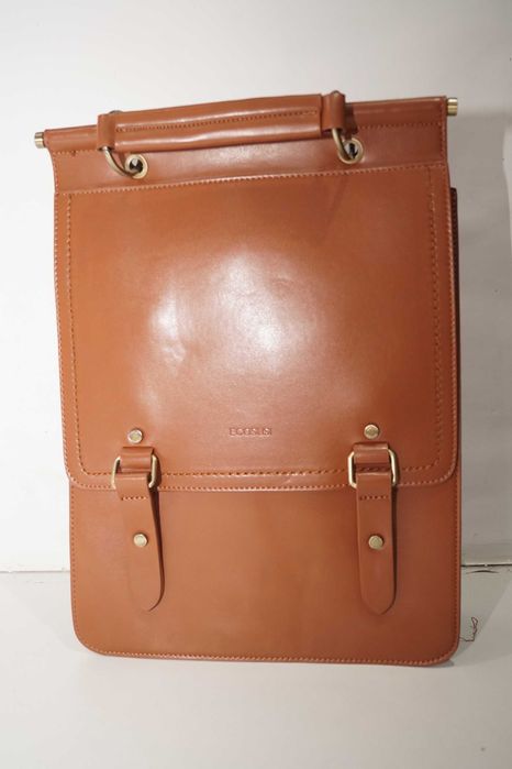 1804 Skórzany plecak damski na laptop ECOSUSI brązowy torba tornister