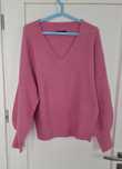 Różowy sweter V-neck Mohito r. M z bufiastymi rękawami
