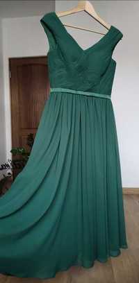 Suknia sukienka butelkowa zieleń midi koktajlowa S 36 (dla świadkowej)