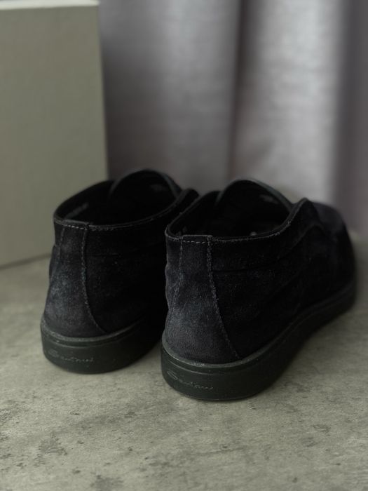 Замшевые лоферы на меху Santoni ОРИГИНАЛ