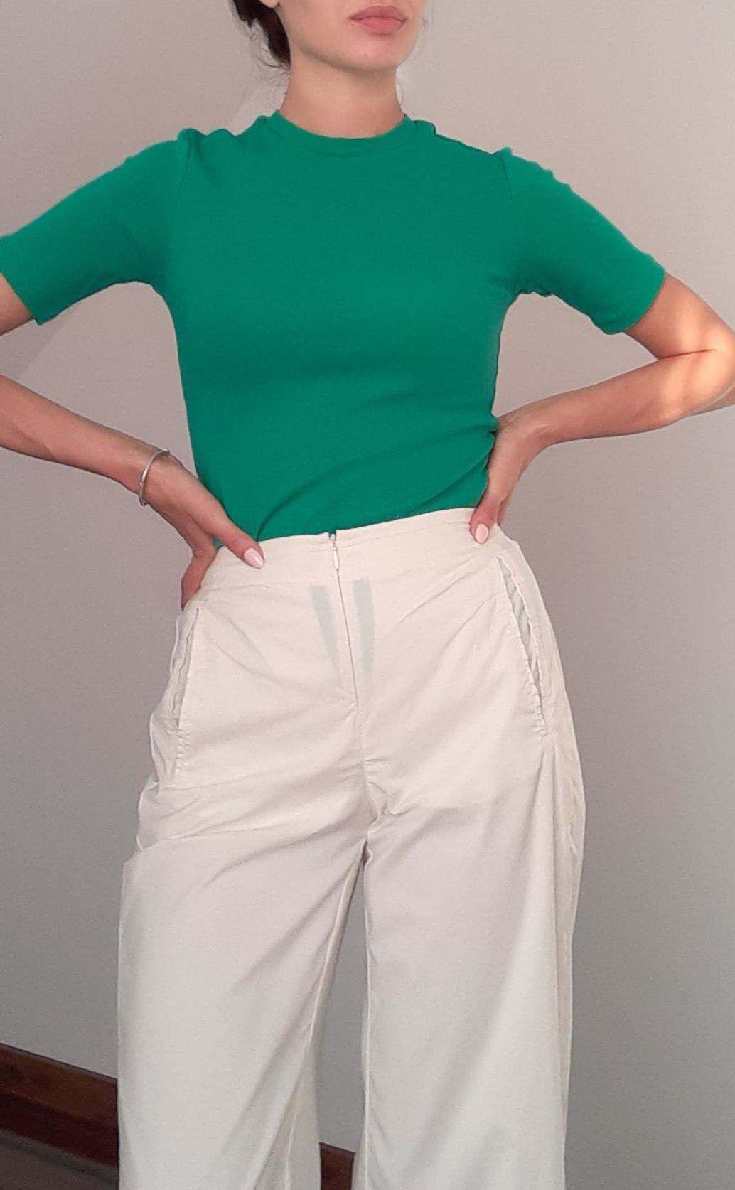 Y2k 90s cargo ecru sporty cotton pants Adidas Spodnie sportowe kremowe
