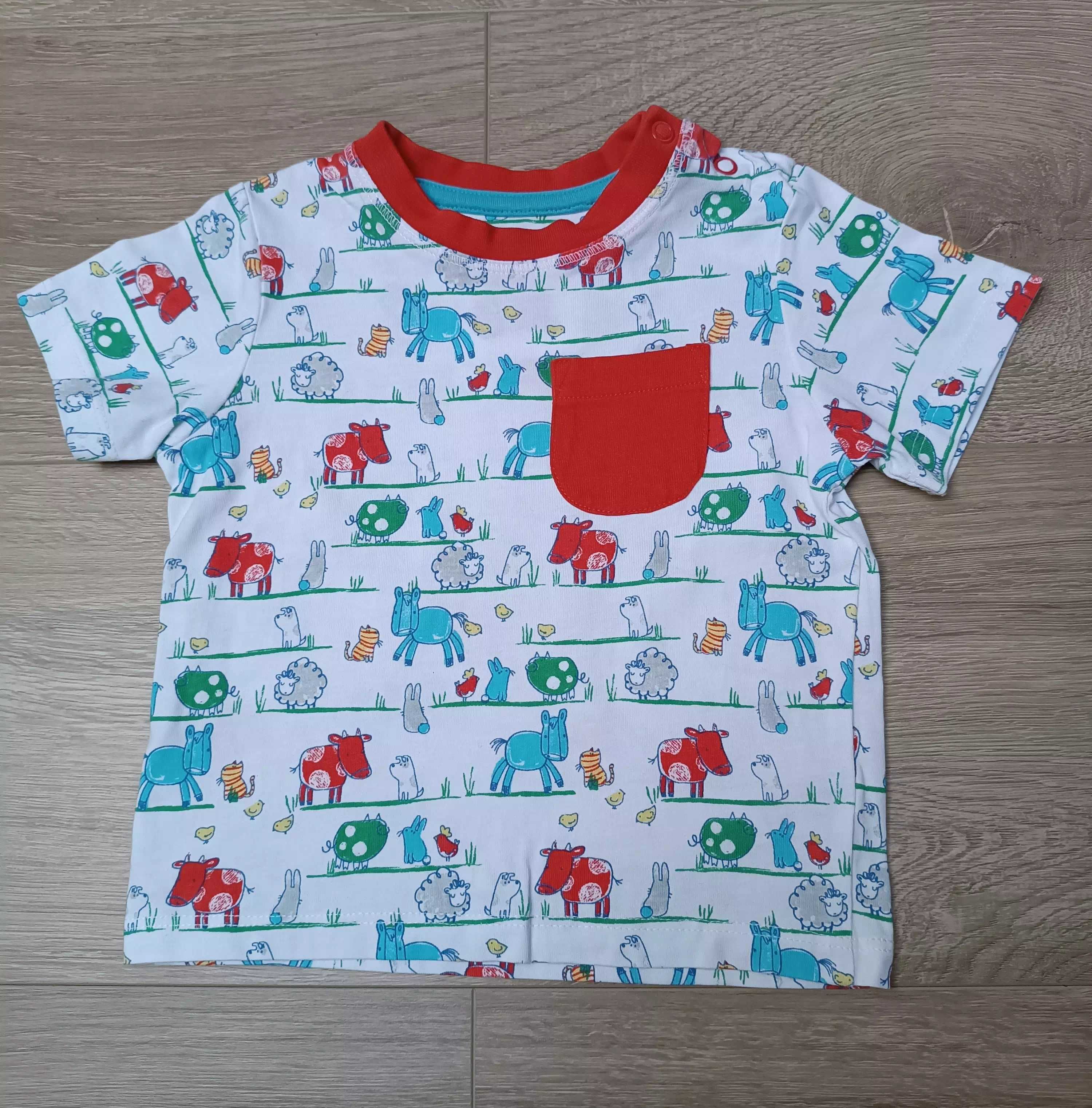 Bluzka koszulka t-shirt zwierzęta kieszonka 'Tu' 68/74