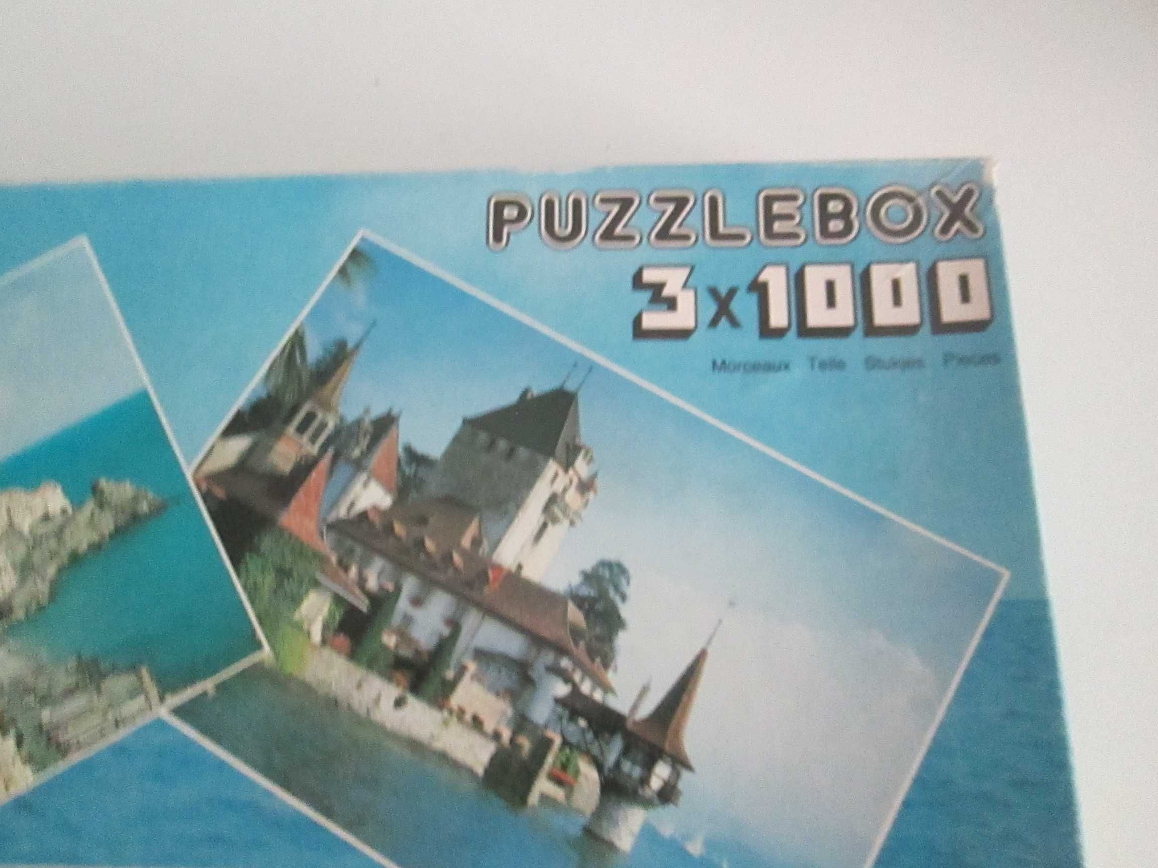 3 puzzles de 1000 peças cada numa só caixa