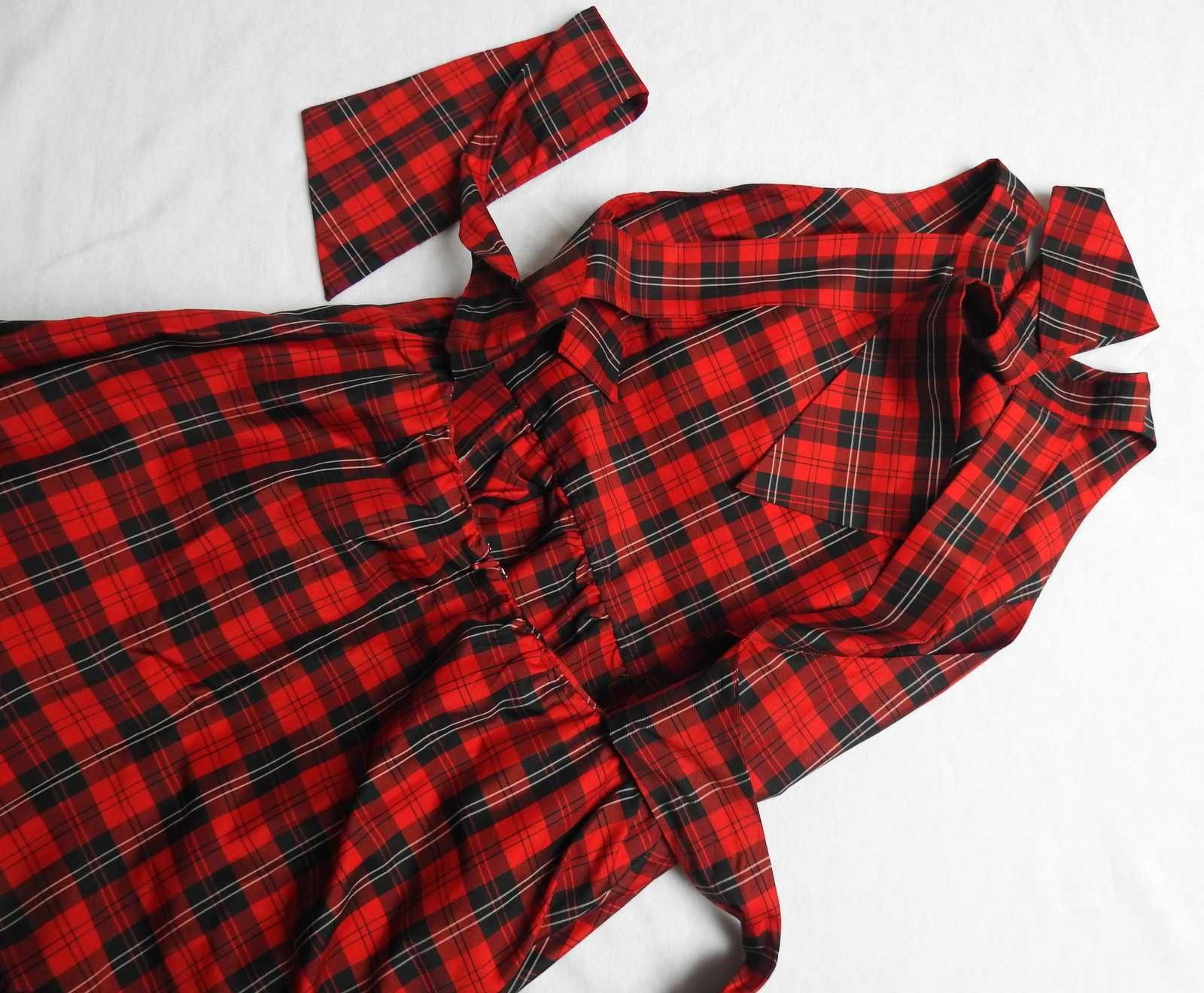 Ralph Lauren elegancka długa suknia w kratkę long maxi sukienka RL