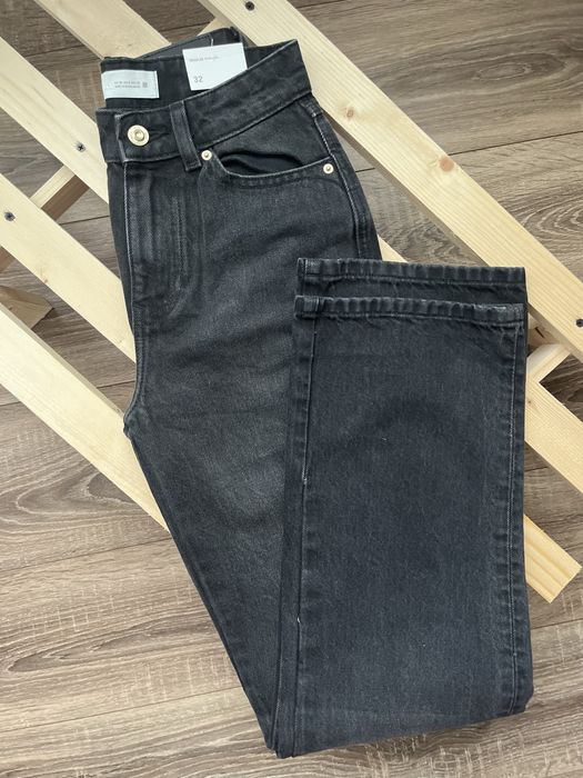 Джинси чорні жіночі зара zara прямі вільного крою 40 42