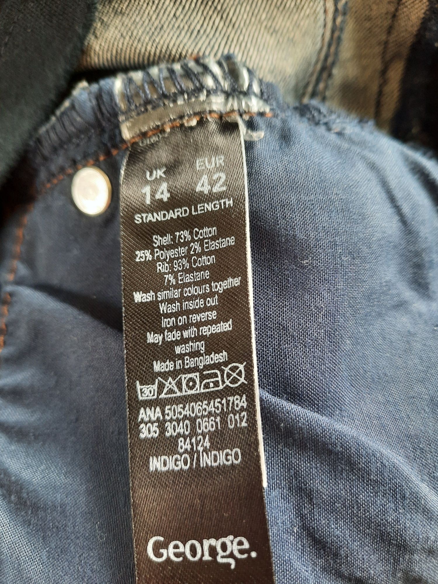 Spodnie jeansowe ciążowe z panelem na brzuszek. GEORGE maternity xl-42