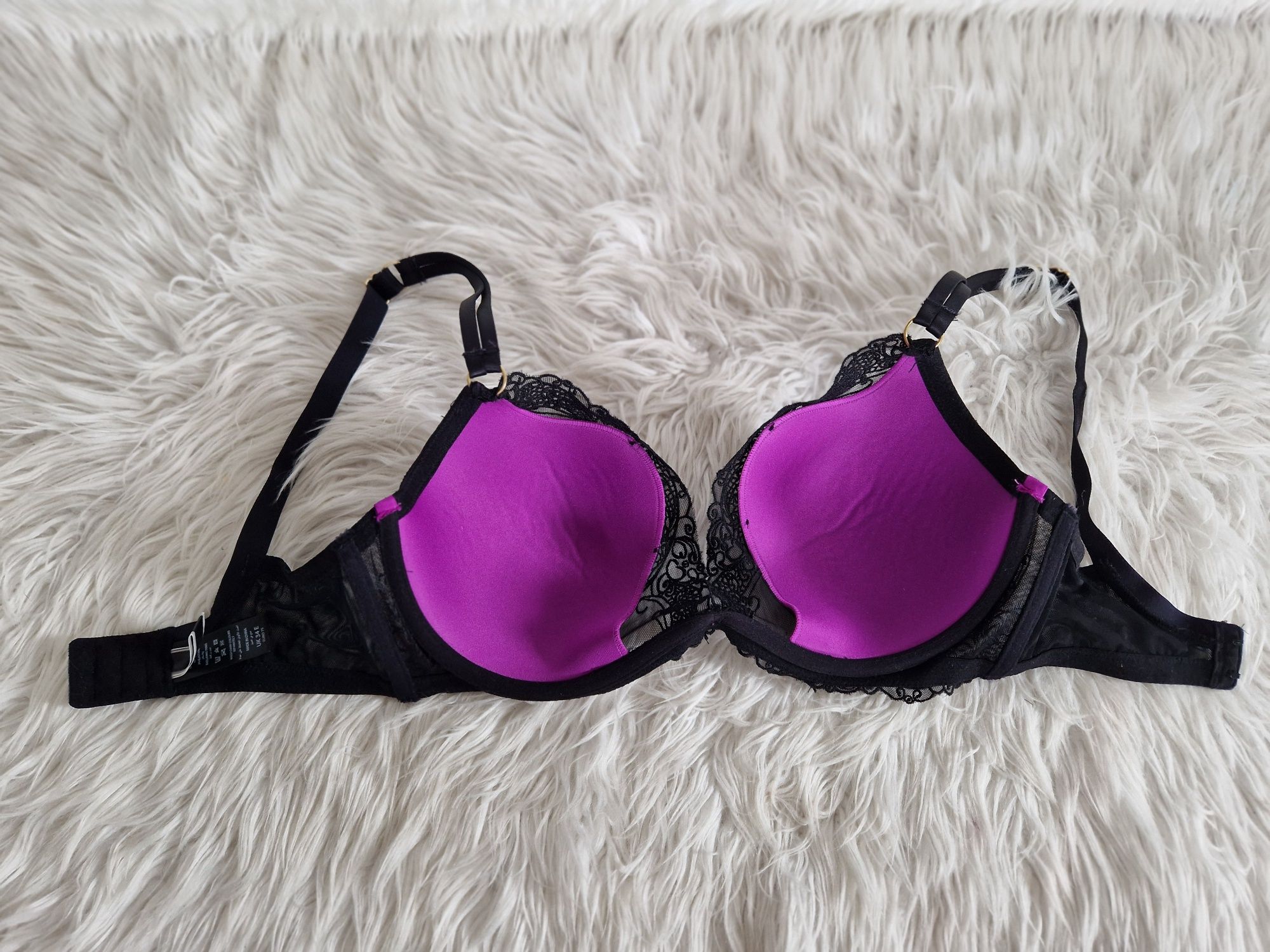 Boux Avenue 34E 75E biustonosz stanik push up koronka,