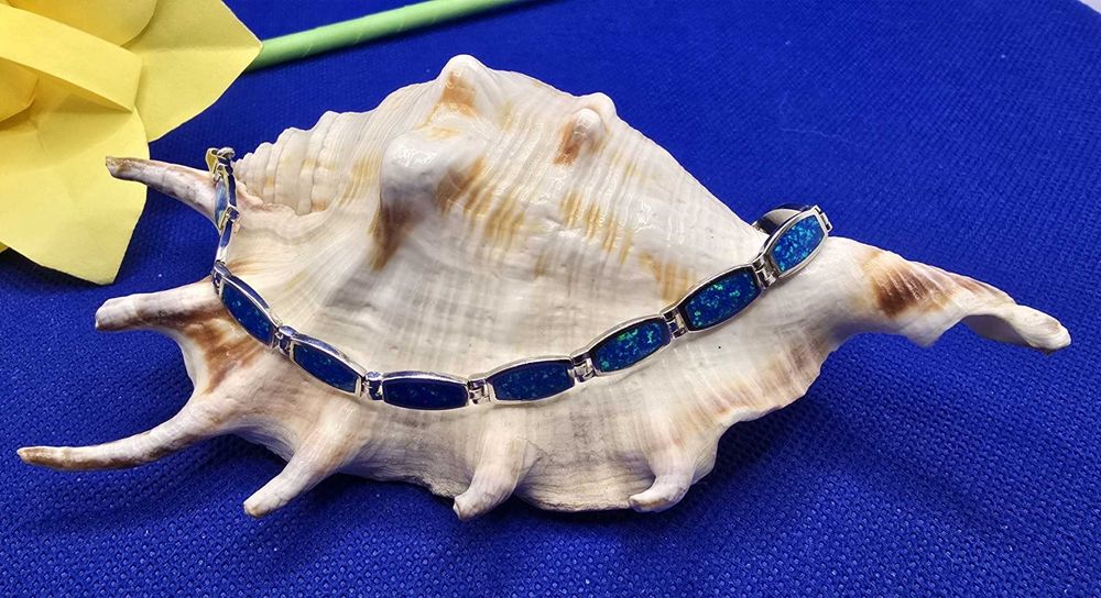 Niespotykana Srebrna Bransoletka Z Niebieskim Opalem Pr. 925 9,24 g