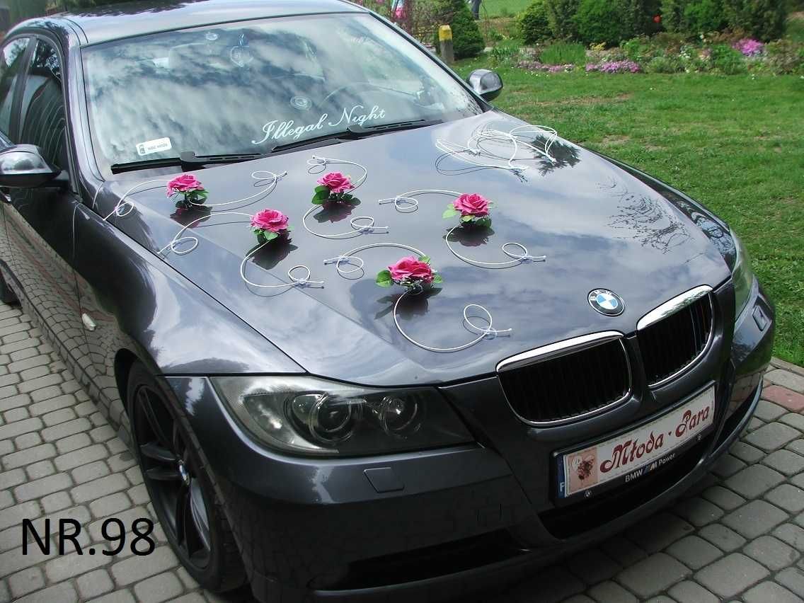 FUKSJA Ozdoby dekoracje na samochód do ślubu. 098