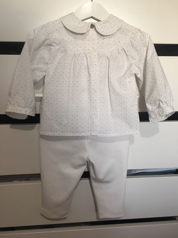 Conjunto calças e blusa Chicco, tamanho 12 meses