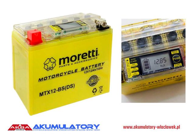 NOWY Akumulator AGM(DS-iGEL) Moretti MTX12-BS 12V 12Ah 130A LCD