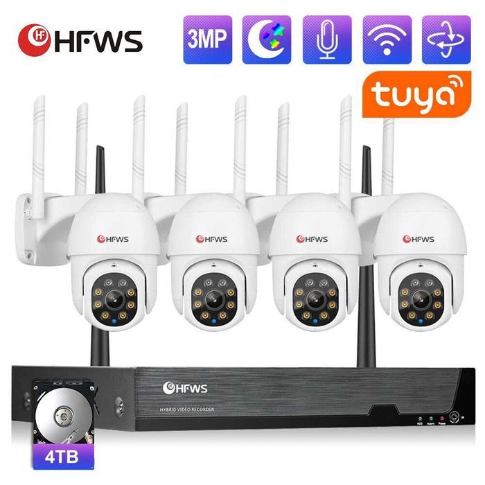 Kit Vídeo Vigilância WIFI Profissional 4 Câmaras Exterior 1080P