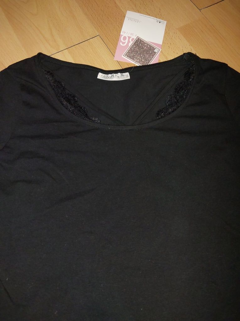Nowa bluzka tshirt z bawełny urocza r 36 czarna