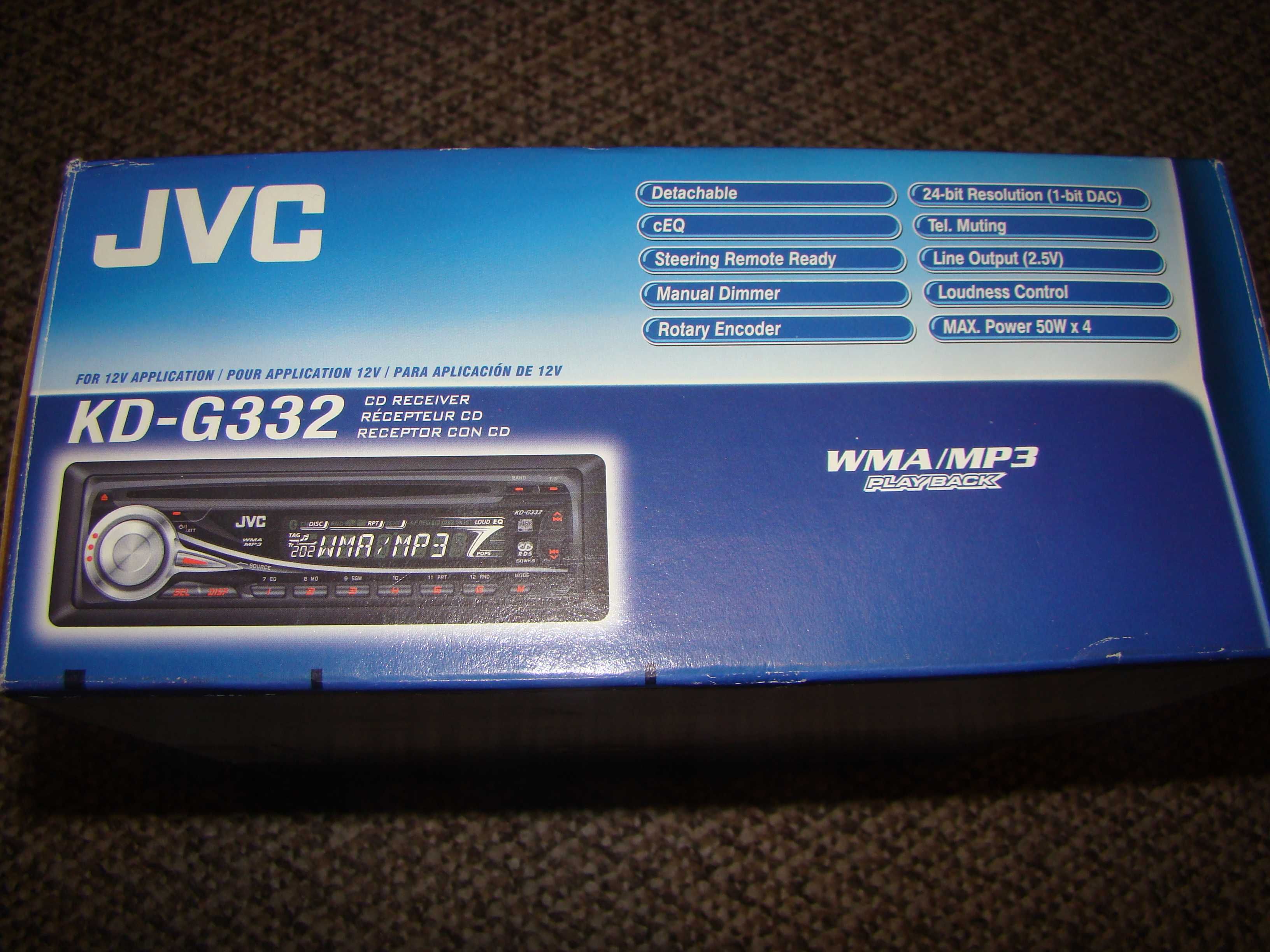 Samochodowy radio odtwarzacz z CD cenionej firmy JVC KD-G332
