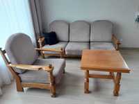 Meble - kanapa, dwa  fotele i stolik kawowy